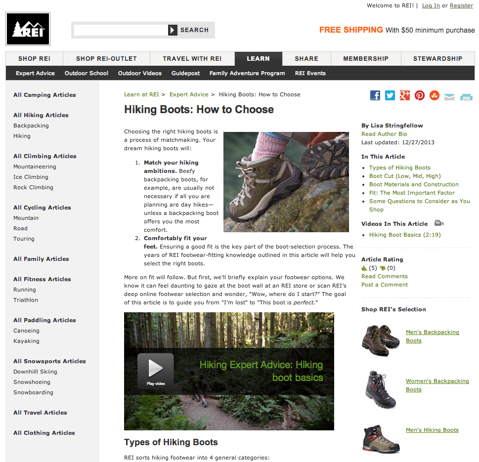 REI guide on how to choose hiking boots