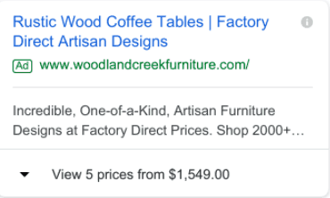 eCommerce Ads Strategy: Be sure to utilize the 'price' extension because it adds more value to your site.