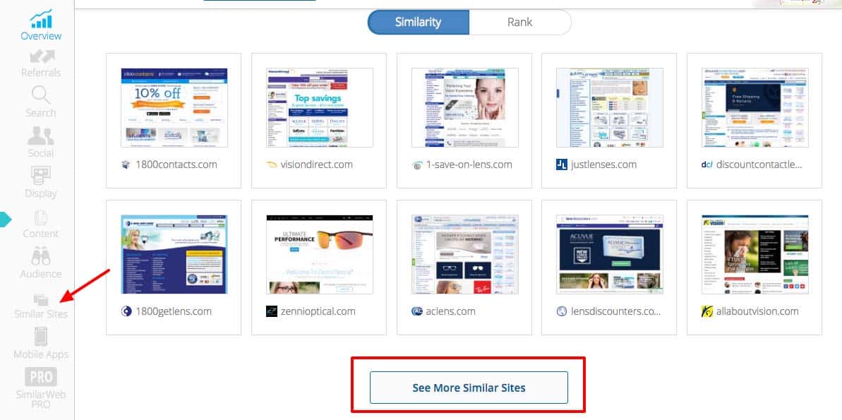 SimilarWeb.com results for similar sites to 