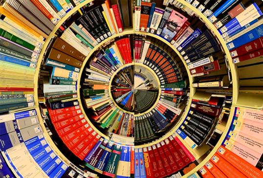 A spiral of books