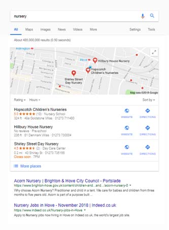 Search results with map