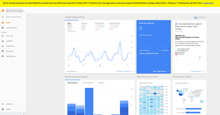 What are the GDPR Google Analytics Data Retention Settings?